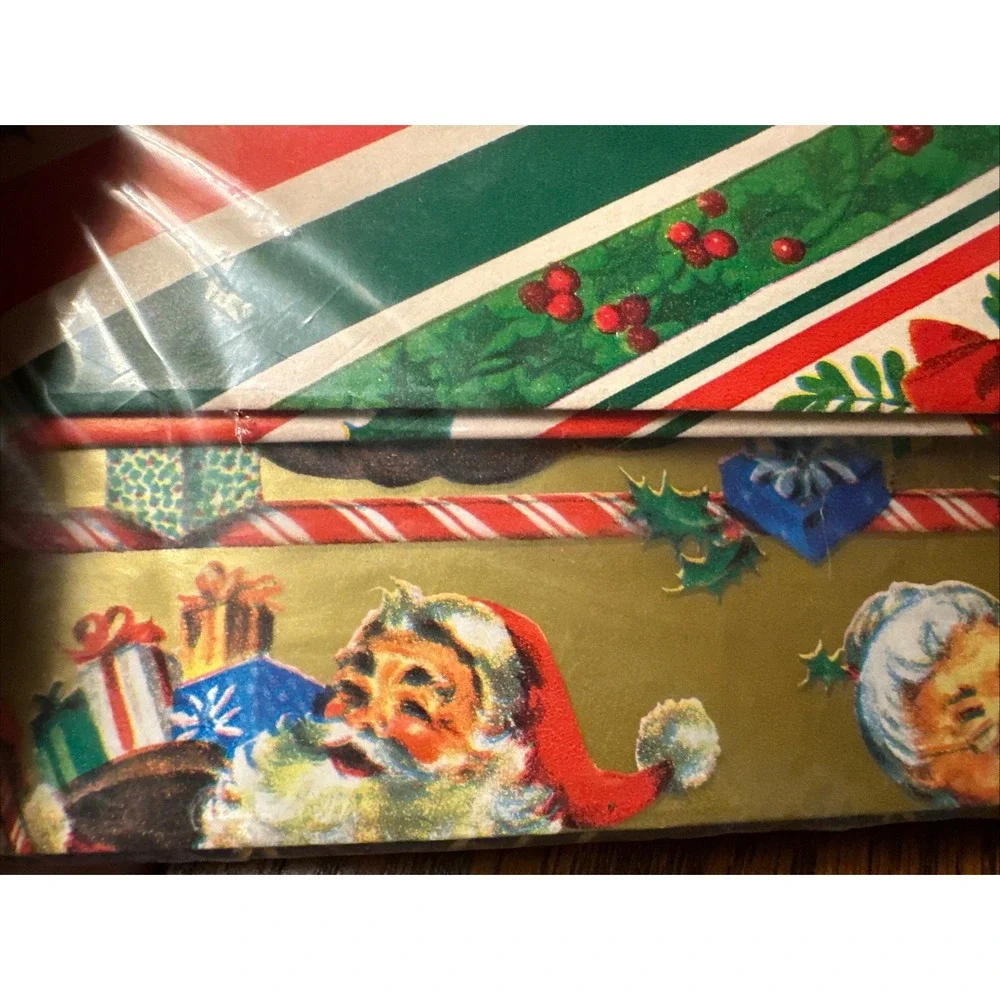 Lot‎ Of Vtg Retro Christmas Wrapping Paper 18 Sheets 9 Fun Patterns! Sealed 75sf